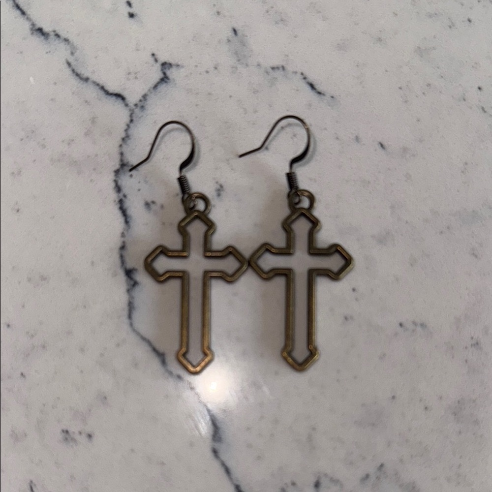 Bronze Cross Earrings